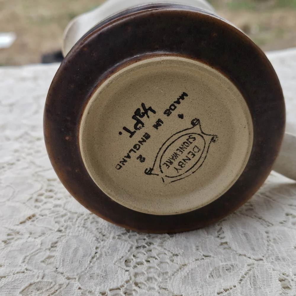 Vintage Creamer Made in England Denby Stoneware Potter's Wheel Brown Cream